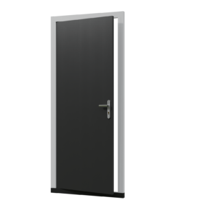 Holz-Nebeneingangstür in dunkler Ausführung